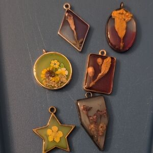 Floral Resin Pendant (Handmade) And Necklace Select One